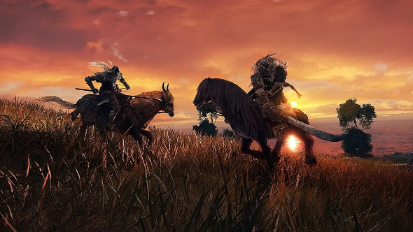 Elden Ring Shadow of the Erdtree trailer screenshot showcasing intense combat and mysterious landscapes.