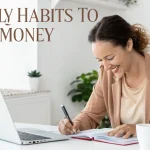 7 daily habits women can use to save money with planner and coffee at home office desk
